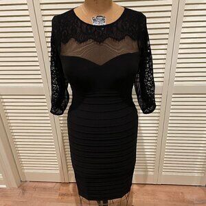 XSCAPE Black Lace Mini Dress Stretchy Size 6